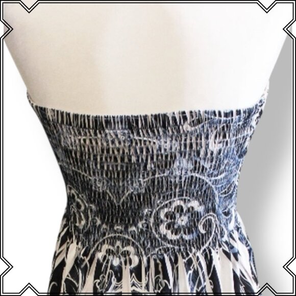 CRISTINALOVE Strapless Smocked Floral Summer Dress - Size M - Picture 5 of 8